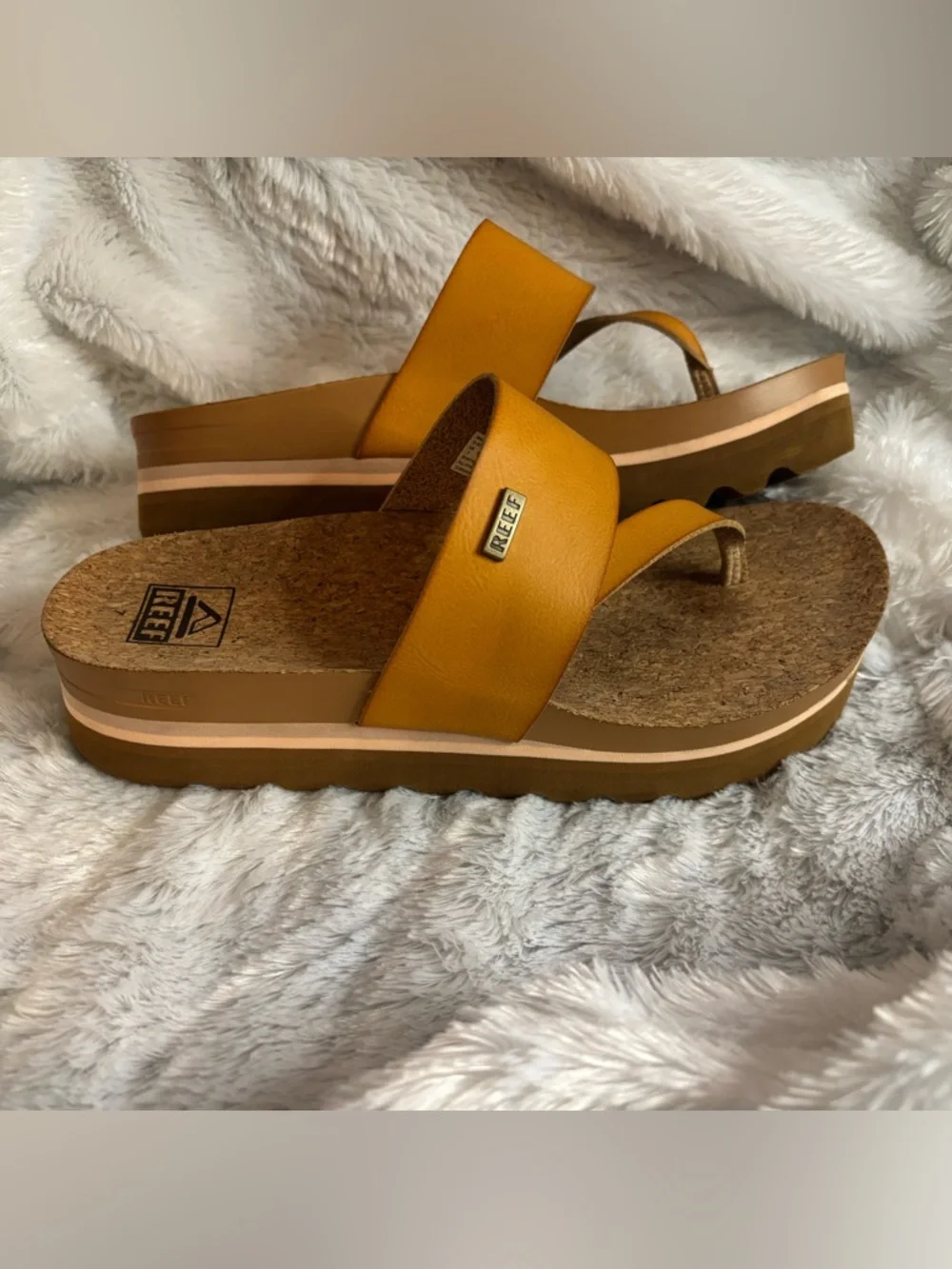 Reef Wedge Sandal in Camel Tan Nude and Cork Size 7 Women’s Sandals - Picture 3 of 5